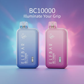 Two ELF BAR products with the text 'BC10000' and 'Illuminate Your Grip' on a colorful background.