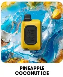 Insta Bar 20K Puffs Pineapple Coconut Ice disposable vape on tropical yellow background