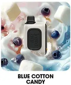 Insta Bar 20K Puffs Blue Cotton Candy flavor disposable vape with sweet candy visuals