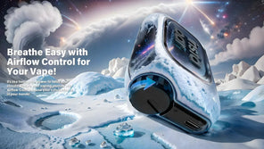 Insta Bar 20K Puffs disposable vape with icy menthol-themed blue smoke background