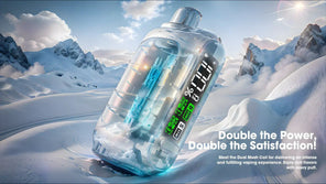 Insta Bar 20K Puffs disposable vape with blue icy menthol effect background