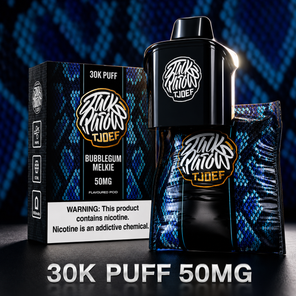 Jack Parrow JTJOEF 30K Puff 50MG Bubblegum Melkie vape with blue snakeskin packaging and device