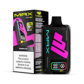 Nasty Bar Max 30K disposable vape in pink and purple color with box display