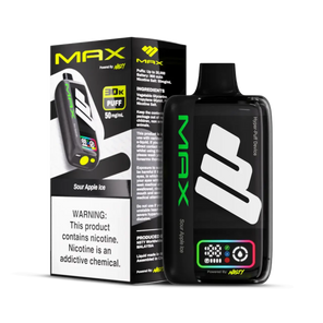 Nasty Bar Max 30K disposable vape in gray color beside product box