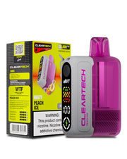 Cleartech vape device with pink mouthpiece and packaging on a white background