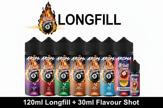 8 Ball Liquids 120ml Longfill | 30ml Flavour Shot
