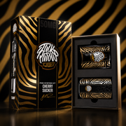 Jack Parrow JTJOEF Cherry Sucker 50MG pod system kit with black and gold zebra box and open tray