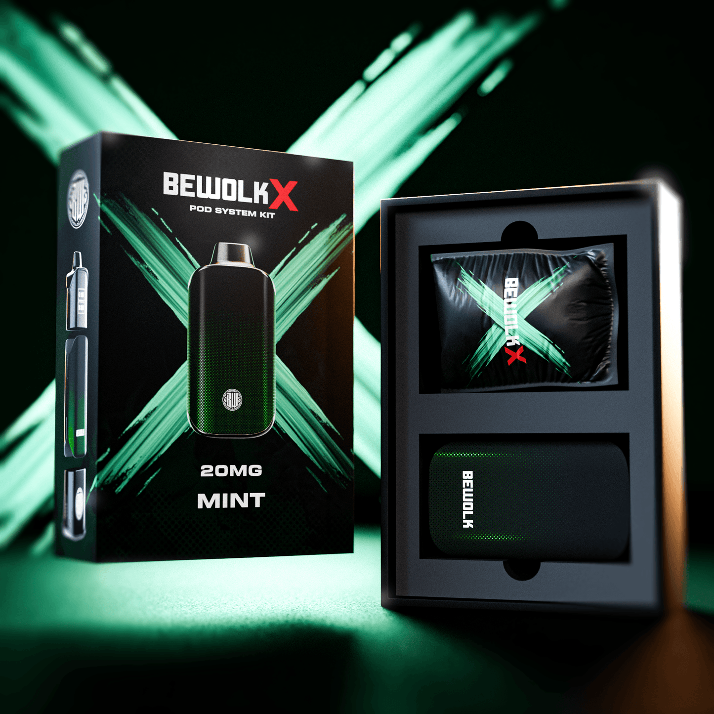 Bewolk X Pod System Kit – Mint | 20MG / 50MG