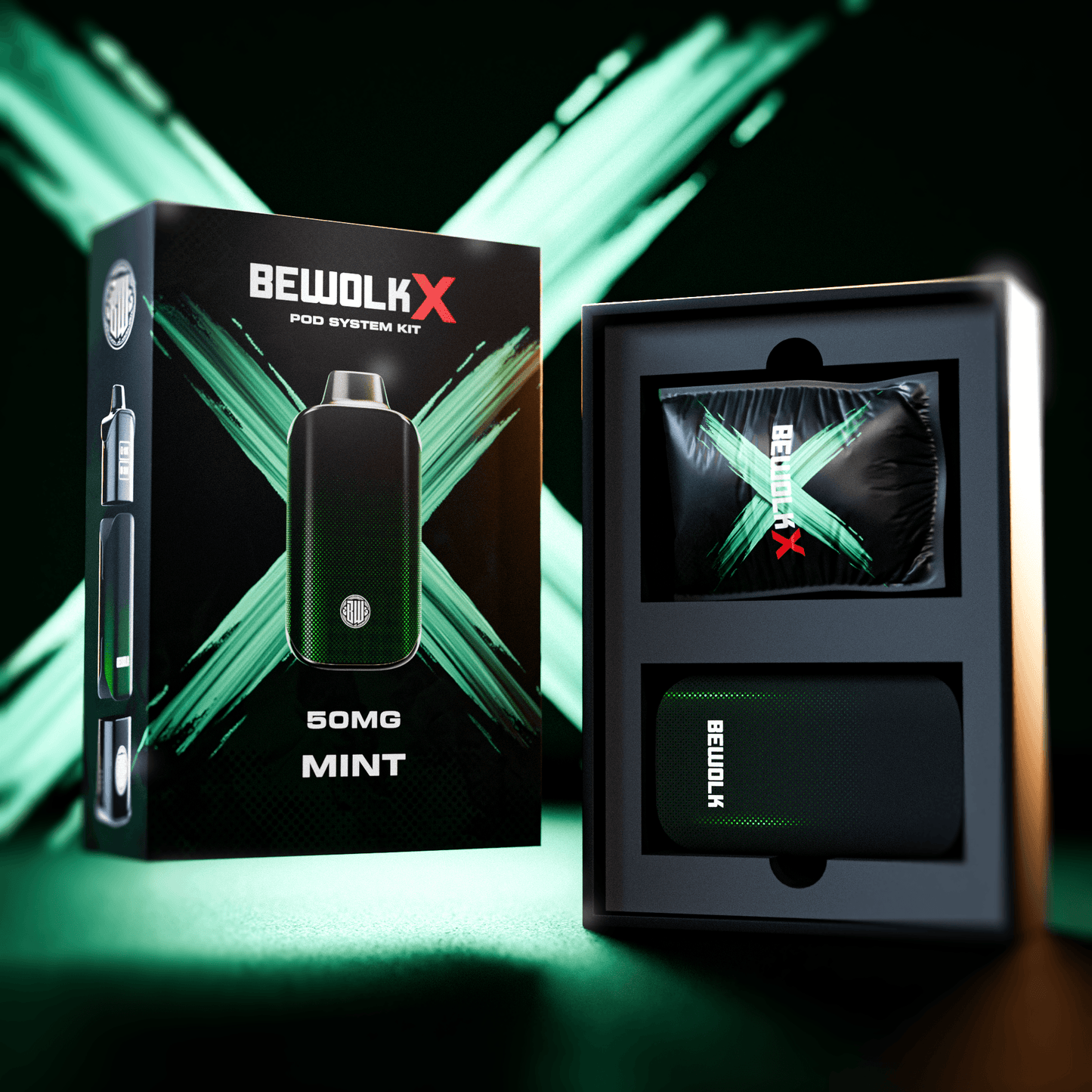 Bewolk X Pod System Kit – Mint | 20MG / 50MG
