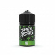 A bottle of Death To Disposables Mint Ice disposable vape on a plain white background.