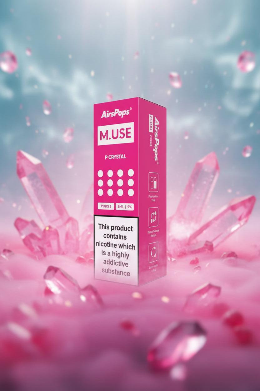 Pink AirPops MUSE vape device packaging on a white background