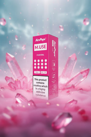Pink AirPops MUSE vape device packaging on a white background