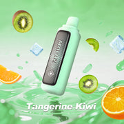 Vape device with 'Artery' branding surrounded by sliced oranges and kiwis on a green background
