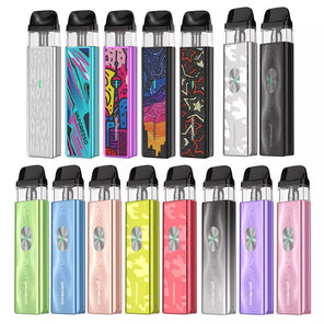 Assorted colorful vape devices on a white background Vaporesso XROS 4 Mini