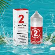 Airspops vape juice bottle and packaging on a white background