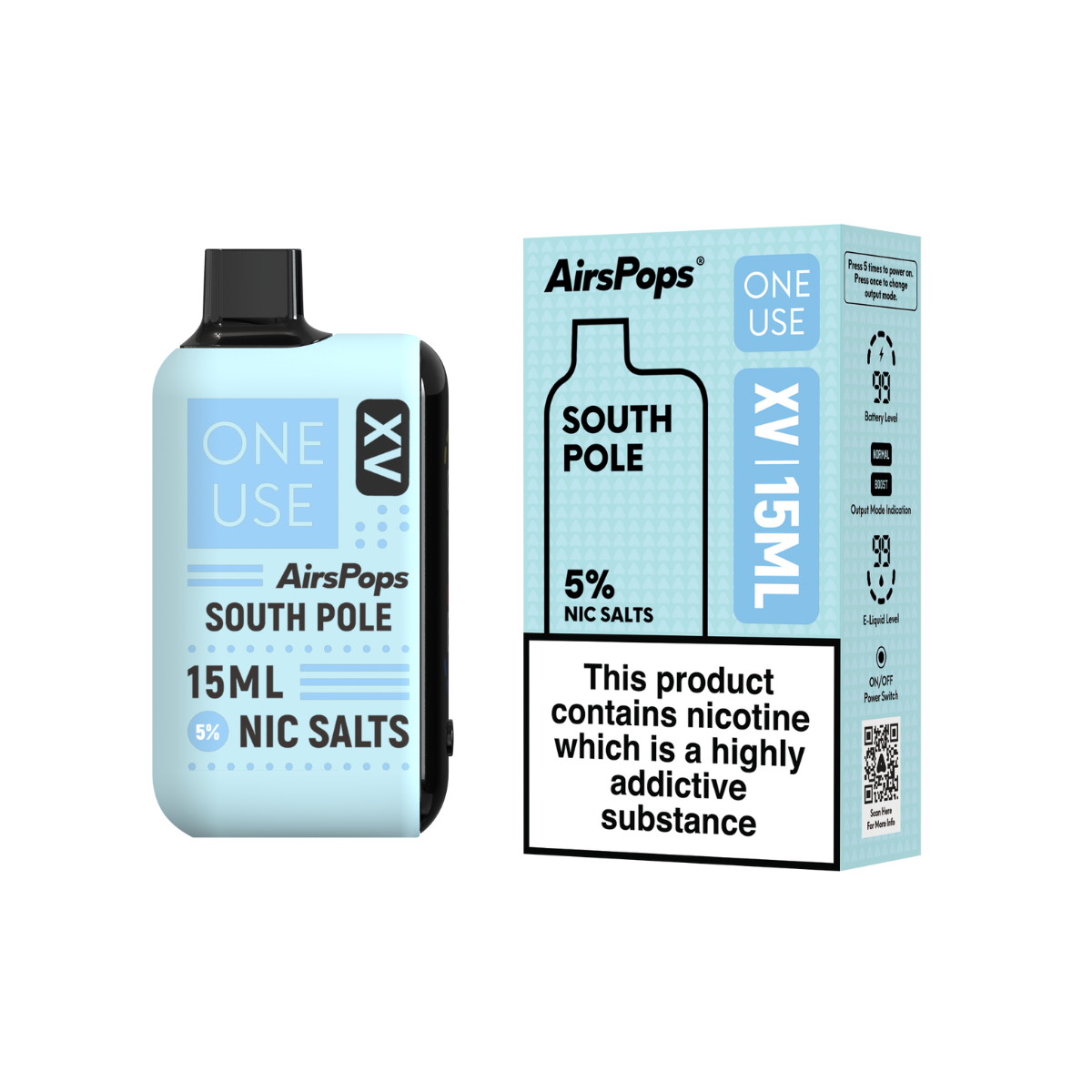 Airscream AirsPops ONE USE XV South Pole 15ml 5% disposable vape