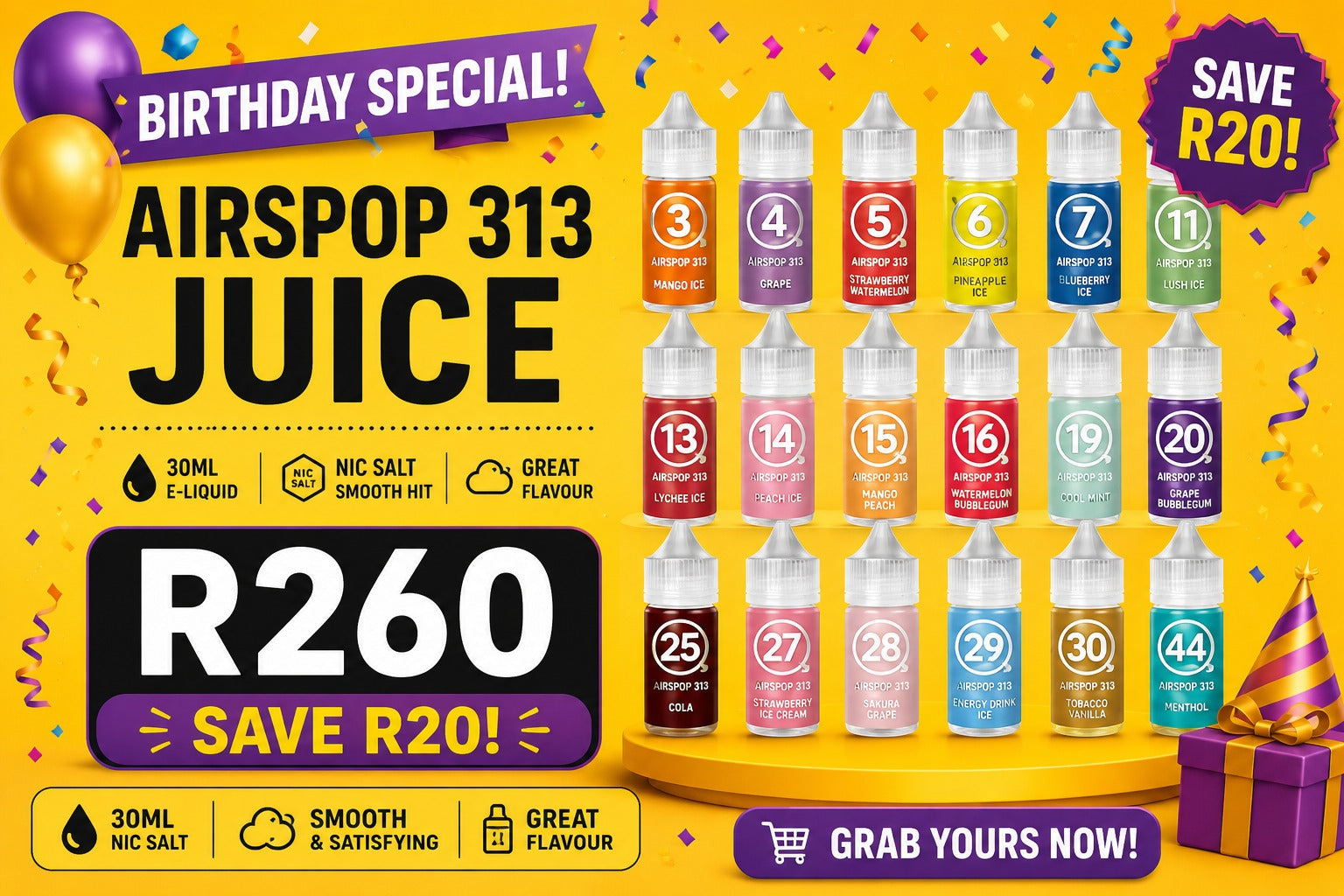 Airscream AirsPops 313 Salt 30ml South Africa | Nic Salt E-Liquid