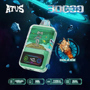ATVS 30K disposable vape with mint green flavor theme and glowing display