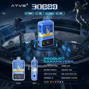 ATVS 30K disposable vape with advanced chipset and digital display feature