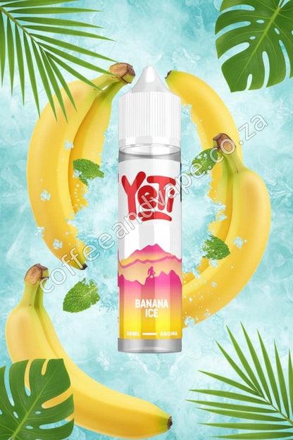 Yeti Banana Ice e-liquid bottle on a white background