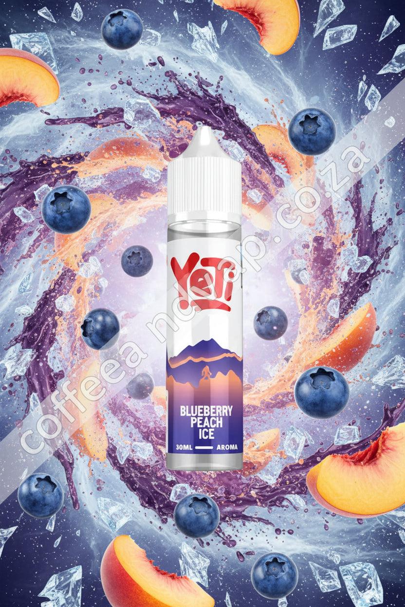Yeti Blueberry Peach Ice vape juice bottle on a white background