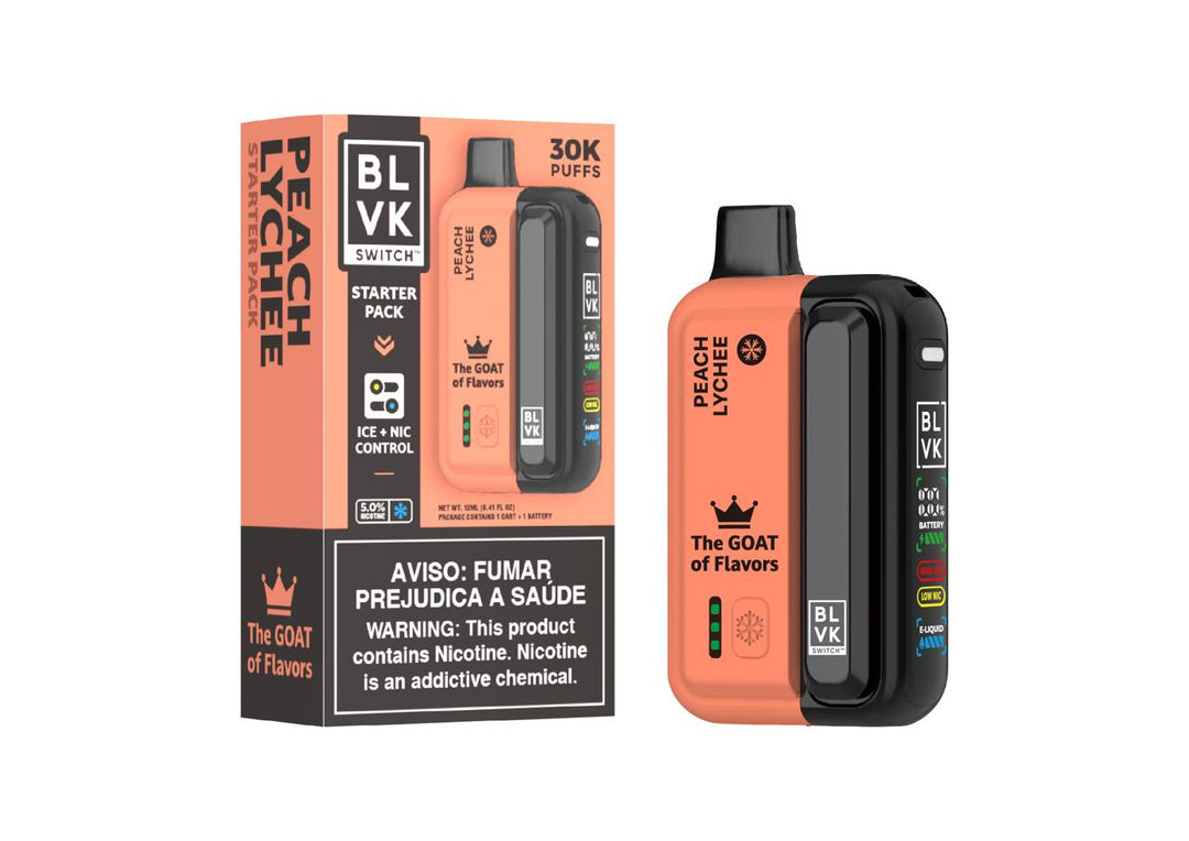 BLVK Switch 30K Starter Kit 50mg Peach Lychee with battery and pod