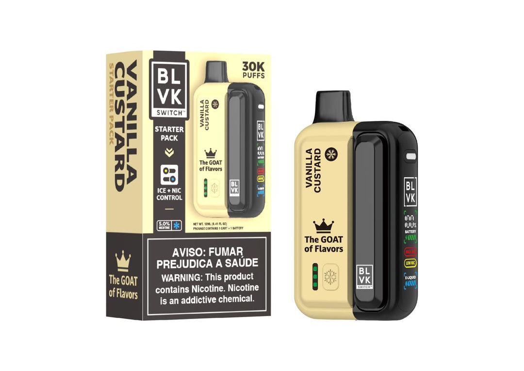 BLVK Switch 30K Starter Kit 50mg Vanilla Custard with battery and pod
