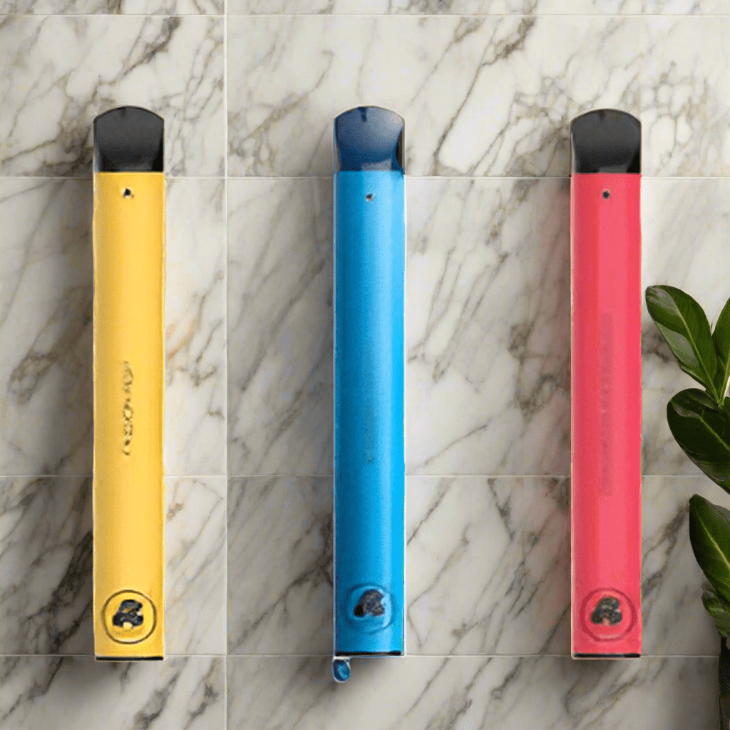 E-xhale 900 Puff Disposable Vape Yellow Blue and Red