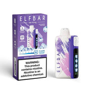 Elf Bar Ice King 25 000 disposable vape in purple color displayed next to box