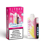 Elf Bar Ice King 25 000 disposable vape in light pink color beside branded box