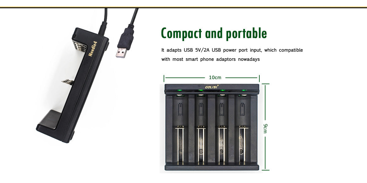 Golisi Needle 4 portable four-slot USB charger with compact dimensions