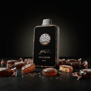 Two vape devices with unique designs on a black background