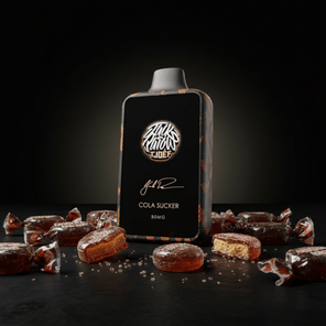 Two vape devices with unique designs on a black background