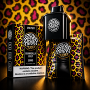 Jack Parow Tjoef 12K Puff 50MG Granadilla Lolly flavoured pod with yellow leopard packaging and device