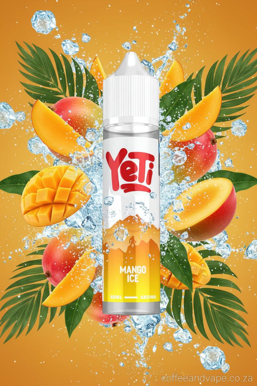 Yeti Mango Ice vape juice bottle on a white background