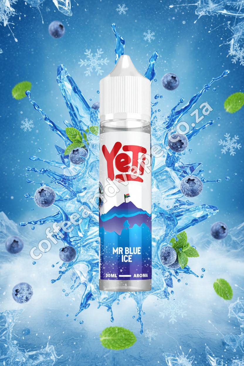 Yeti Mr Blue Ice vape juice bottle on a white background