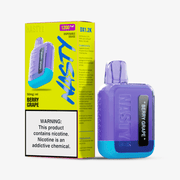 Purple vape with yellow box
Nasty Bar DX1.2K disposable vape in purple flavor beside yellow packaging
