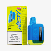 Blue and purple vape with yellow box
Nasty Bar DX1.2K disposable vape in blue and purple flavor beside yellow box