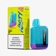 Light-blue vape with yellow box
Nasty Bar DX1.2K disposable vape in aqua mint flavor beside yellow packaging