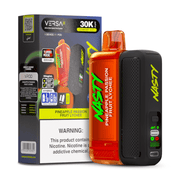 Nasty VERSA 30k - Nasty Pineapple Passion Fruit Lychee vape device and packaging on a white background