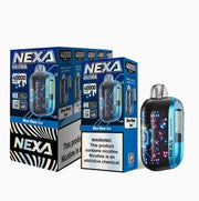 Nexa 40000 disposable vape in bule and black color displayed with box