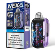 Nexa 40000 disposable vape in purple color next to product box