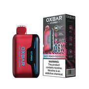 Oxbar Gturbo 36K disposable vape in red and black color displayed with product box