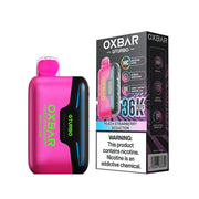 Oxbar Gturbo 36K disposable vape in dark pink color beside product packaging