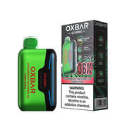 Oxbar Gturbo 36K disposable vape in green color beside packaging box