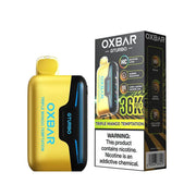 Oxbar Gturbo 36K disposable vape in Light yellow and black color next to packaging