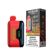 Oxbar Gturbo 36K disposable vape in red color displayed with product box