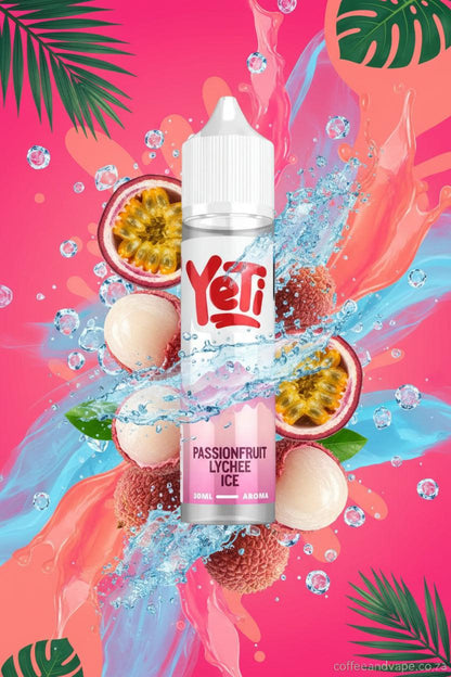 Yeti Passionfruit Lychee Ice vape juice bottle on a white background