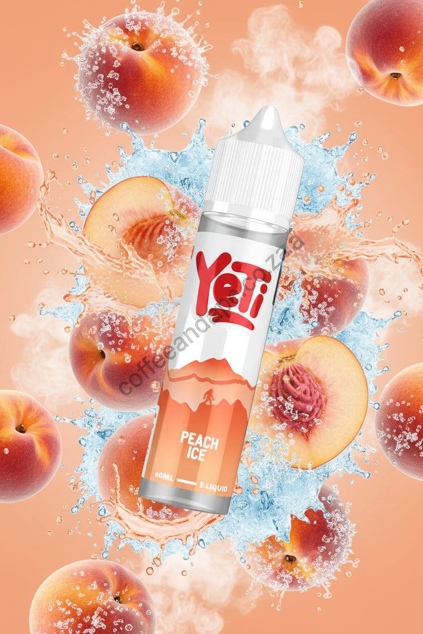 Yeti Peach Ice vape juice bottle on a white background