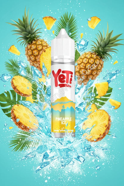 Yeti Pineapple Ice vape juice bottle on a white background